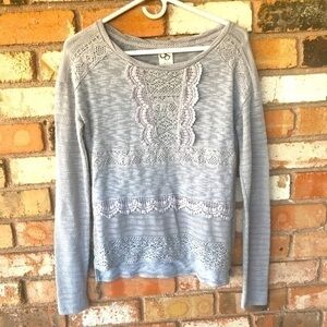 Anthropologie One September Crochet Long Sleeve Top